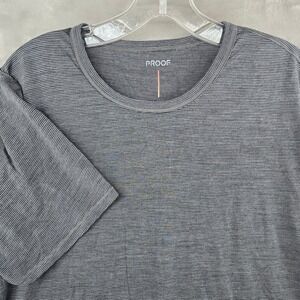 NWOT Proof Size L 72-Hour Merino Air Tee Grey Microstripe Classic Short Sleeve